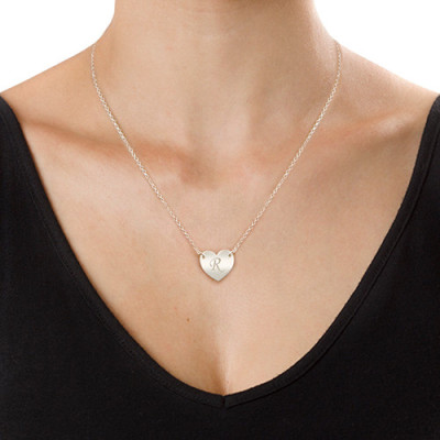 Heart Necklace with Initial Print Font - The Name Jewellery™