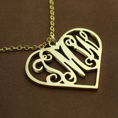 18ct Gold Plated Initial Monogram Personalised Heart Necklace - The Name Jewellery™