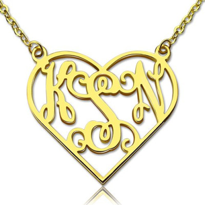 Cut Out Heart Monogram Necklace 18ct Gold Plated - The Name Jewellery™