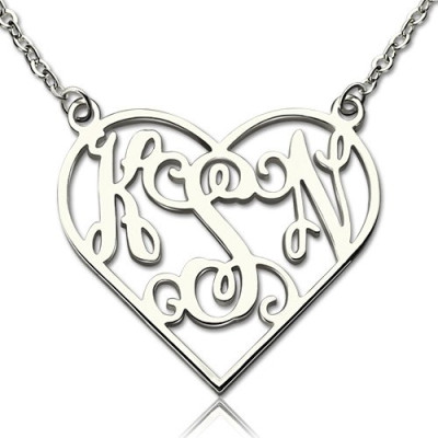 Heart Monogram Necklace Sterling Silver - The Name Jewellery™