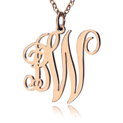 Personalised Vine Font 2 Initial Monogram Necklace 18ct Rose Gold Plated - The Name Jewellery™