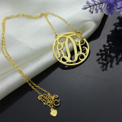 18ct Gold Plated Circle Monogram Necklace - The Name Jewellery™