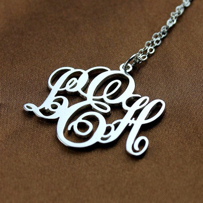 Personalised Vine Font Initial Monogram Necklace Sterling Silver - The Name Jewellery™