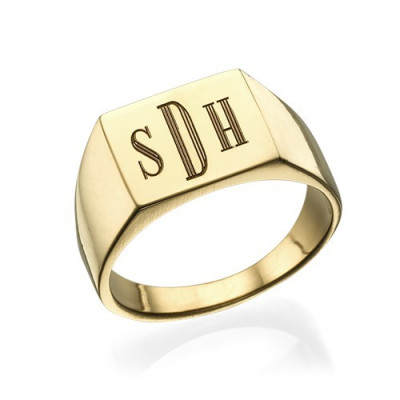 Monogrammed Signet Ring - 18ct Gold Plated - The Name Jewellery™