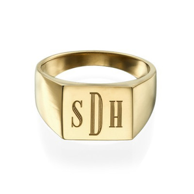 Monogrammed Signet Ring - 18ct Gold Plated - The Name Jewellery™