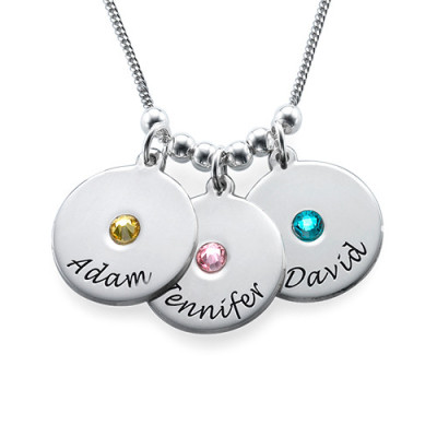 Mother's Disc and Birthstone Necklace - The Name Jewellery™