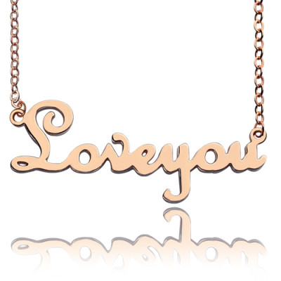 Personalised Solid Rose Gold French Font I Love You Name Necklace - The Name Jewellery™