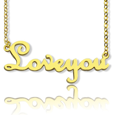 Personalised 18ct Gold Plated French Font I Love You Name Necklace - The Name Jewellery™