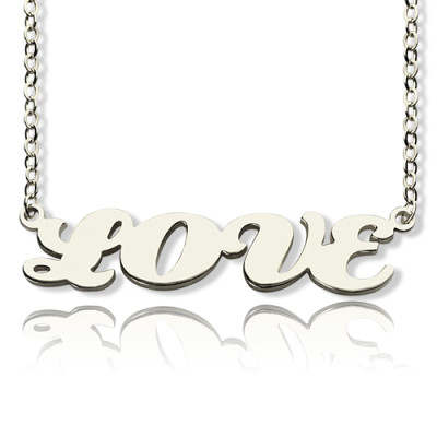 18ct White Gold Plated Capital Puff Font Name Necklace - The Name Jewellery™