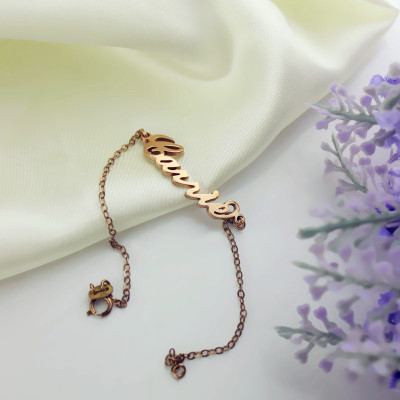 Rose Gold Plated Silver 925 Carrie Style Name Bracelet - The Name Jewellery™