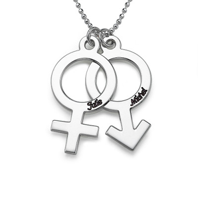 Necklace with Female  Male Symbol - The Name Jewellery™
