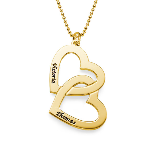 18CT Personalised Gold Plated Heart in Heart Necklace - The Name Jewellery™