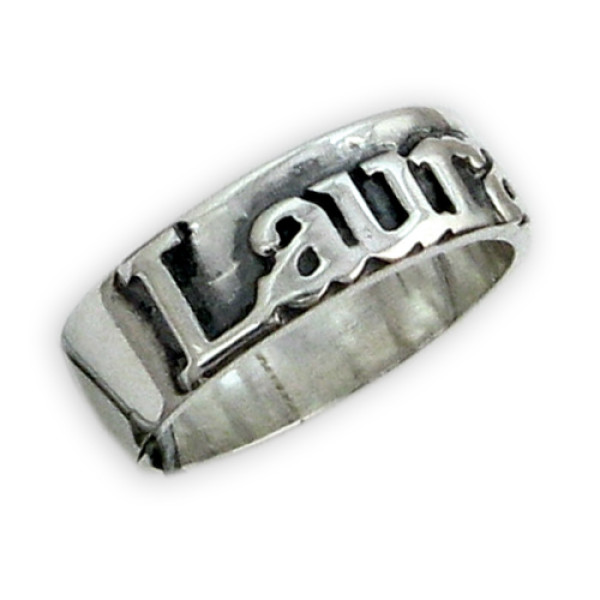 Personalised Silver on Silver Name Ring - The Name Jewellery™