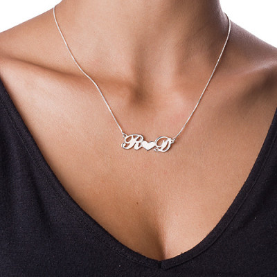 Personalised Silver Couples Heart Necklace - The Name Jewellery™
