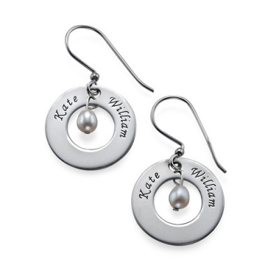 Personalised Earrings with Two Names  Birthstone - The Name Jewellery™