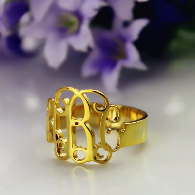 18ct Gold Plated Monogram Ring Cut Out - The Name Jewellery™