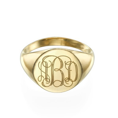 Signet Ring in Gold Plating with Engraved Monogram - The Name Jewellery™