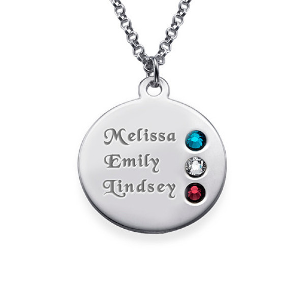 Silver Birthstone Necklace for Mum Inscriptions (1-3) - The Name Jewellery™