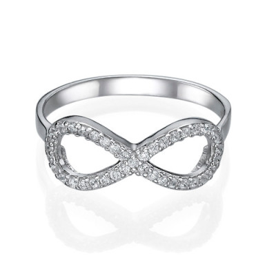 Silver Cubic Zirconia Encrusted Infinity Ring - The Name Jewellery™