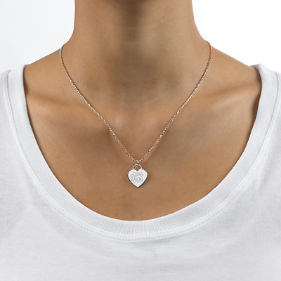 Silver Engraved Monogram Initials Heart Pendant - The Name Jewellery™