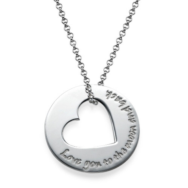 Silver Engraved Necklace with Heart Cut Out - The Name Jewellery™