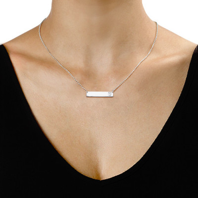 Silver Horizontal Initial Bar Necklace - The Name Jewellery™