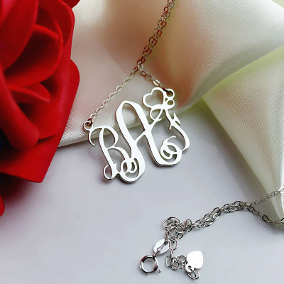 Personalised Initial Monogram Necklace With Heart Srerling Silver - The Name Jewellery™