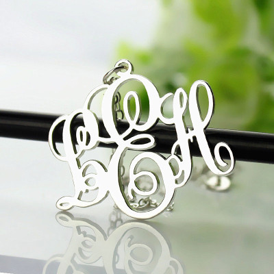 Personalised Vine Font Initial Monogram Necklace Sterling Silver - The Name Jewellery™