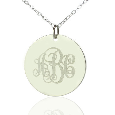 Engraved Disc Monogram Necklace Sterling Silver - The Name Jewellery™