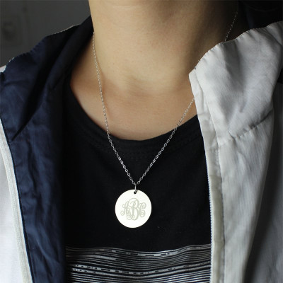 Engraved Disc Monogram Necklace Sterling Silver - The Name Jewellery™