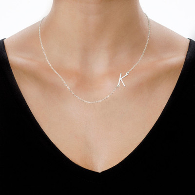 Silver Side Initial Necklace - The Name Jewellery™