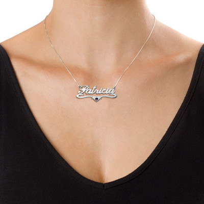 Silver and Swarovski Middle Heart Name Necklace - The Name Jewellery™