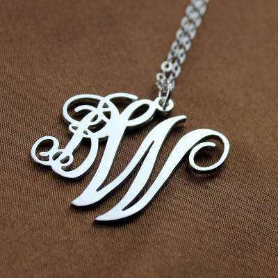 Personalised 2 Initial Monogram Necklace Sterling Silver - The Name Jewellery™