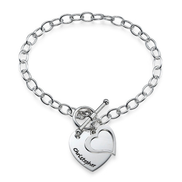 Sterling Silver Double Heart Charm Bracelet/Anklet - The Name Jewellery™