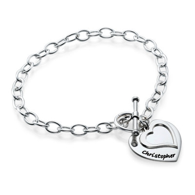 Sterling Silver Double Heart Charm Bracelet/Anklet - The Name Jewellery™