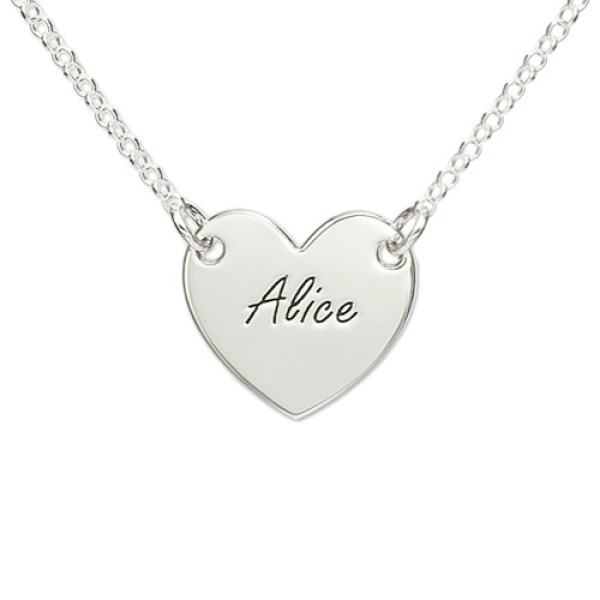 Sterling Silver Engraved Heart Necklace - The Name Jewellery™