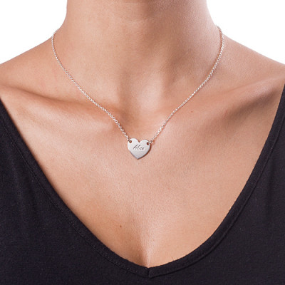 Sterling Silver Engraved Heart Necklace - The Name Jewellery™