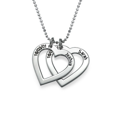 Sterling Silver Engraved Heart Necklace-One Pendant/Two Pendants/More Pendants - The Name Jewellery™