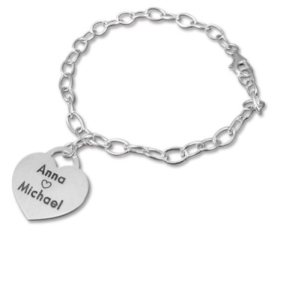 Sterling Silver Heart Charm Bracelet/Anklet - The Name Jewellery™