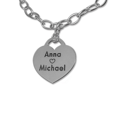 Sterling Silver Heart Charm Bracelet/Anklet - The Name Jewellery™