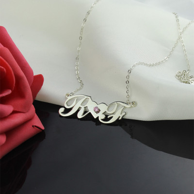 Sterling Silver Double initials Necklace - The Name Jewellery™