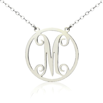 Sterling Silver Small Single Circle Monogram Letter Necklace - The Name Jewellery™