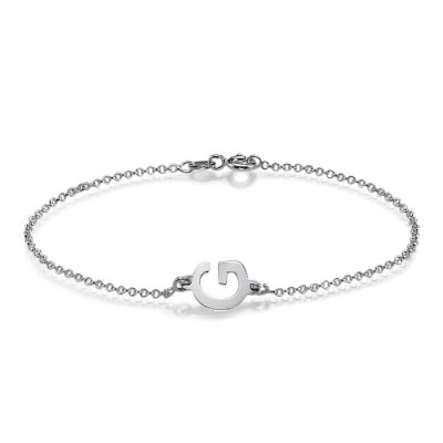 Sterling Silver Sideways Initial Bracelet/Anklet - The Name Jewellery™
