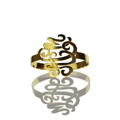 Monogram Cuff Bracelet Hand Write 18ct Gold Plated - The Name Jewellery™