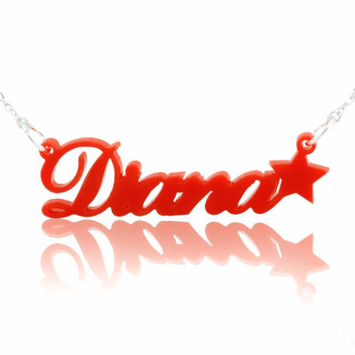 Acrylic Carrie Name Necklace with A Star - The Name Jewellery™
