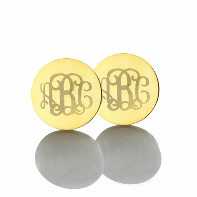 Circle Monogram 3 Initial Earrings Name Earrings 18ct Gold Plated - The Name Jewellery™
