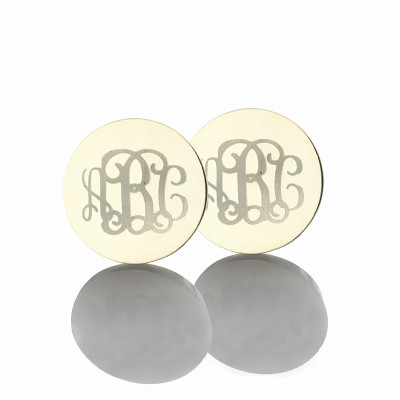 Circle Monogram 3 Initial Earrings Name Earrings Solid 18ct White Gold - The Name Jewellery™