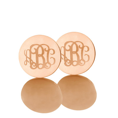 Circle Monogram 3 Initial Earrings Name Earrings Solid 18ct Rose Gold - The Name Jewellery™