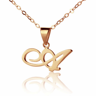 Personalised Madonna Style Initial Necklace 18ct Solid Rose Gold - The Name Jewellery™