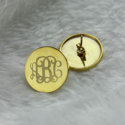 Circle Monogram 3 Initial Earrings Name Earrings 18ct Gold Plated - The Name Jewellery™